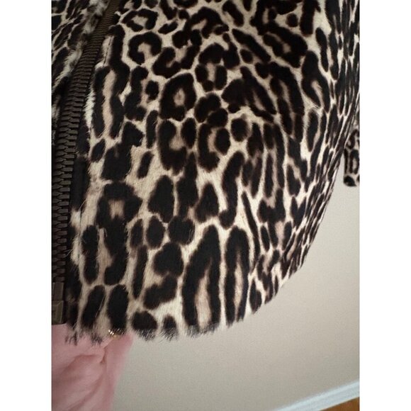 J. Crew Collection Calf Hair Leopard Print Leather Collarless Jacket Size 2 - Picture 8 of 16